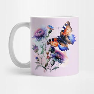 Watercolor Burretfly on a Thistle Mug